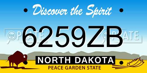6259ZB North Dakota License Plate