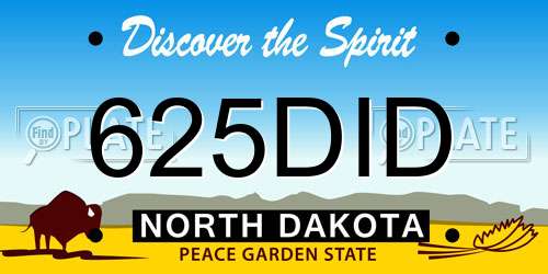 625DID North Dakota License Plate