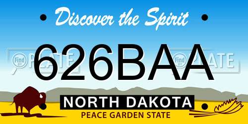 626BAA North Dakota License Plate