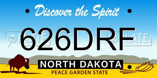 626DRF North Dakota License Plate