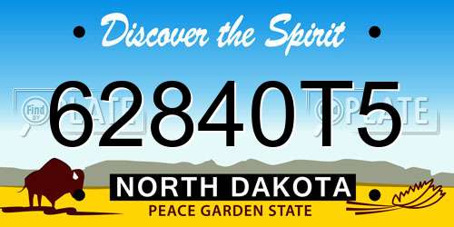 62840T5 North Dakota License Plate