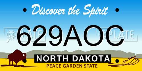 629AOC North Dakota License Plate