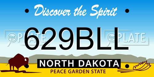 629BLL North Dakota License Plate