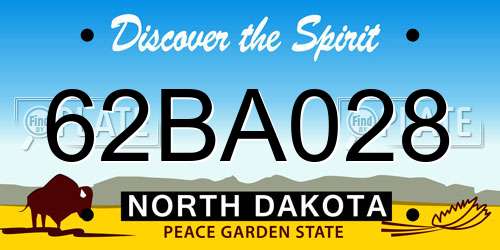62BA028 North Dakota License Plate