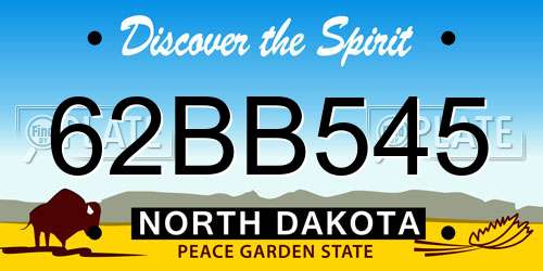 62BB545 North Dakota License Plate