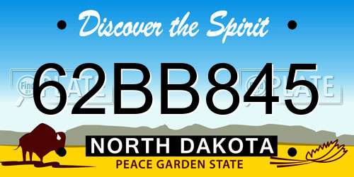 62BB845 North Dakota License Plate