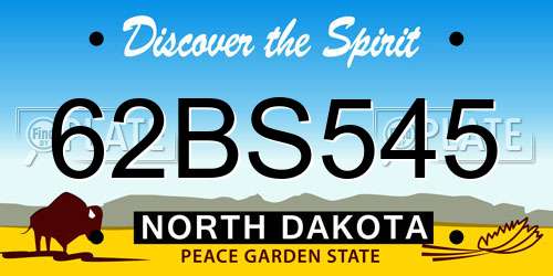 62BS545 North Dakota License Plate