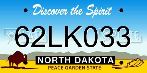 62LK033 North Dakota License Plate