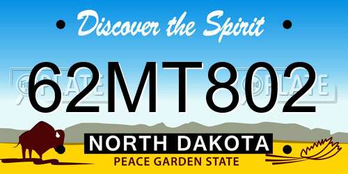 62MT802 North Dakota License Plate