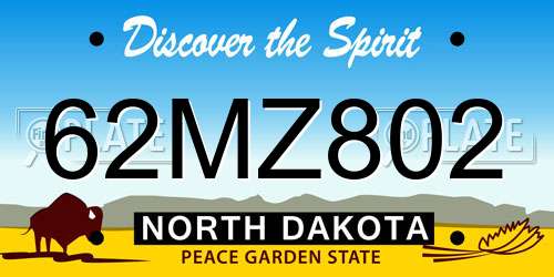 62MZ802 North Dakota License Plate