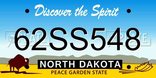 62SS548 North Dakota License Plate