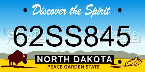 62SS845 North Dakota License Plate