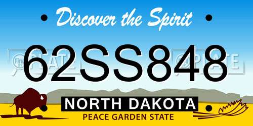 62SS848 North Dakota License Plate