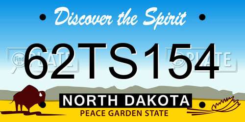 62TS154 North Dakota License Plate