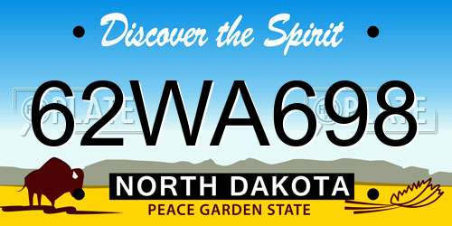 62WA698 North Dakota License Plate