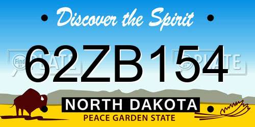 62ZB154 North Dakota License Plate