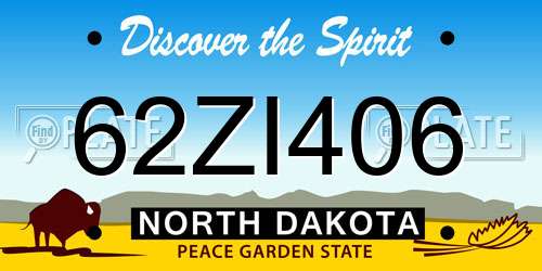 62ZI406 North Dakota License Plate