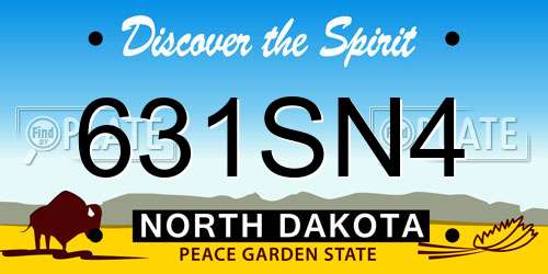 631SN4 North Dakota License Plate