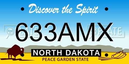 633AMX North Dakota License Plate