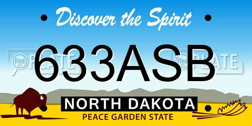 633ASB North Dakota License Plate