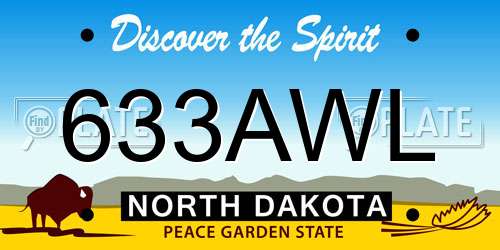 633AWL North Dakota License Plate