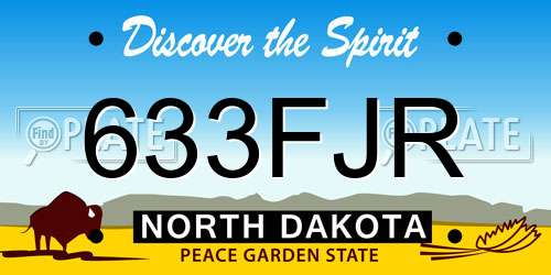 633FJR North Dakota License Plate