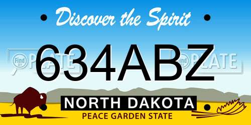 634ABZ North Dakota License Plate
