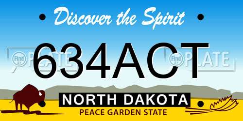 634ACT North Dakota License Plate