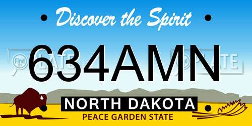 634AMN North Dakota License Plate