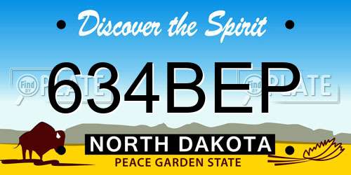 634BEP North Dakota License Plate