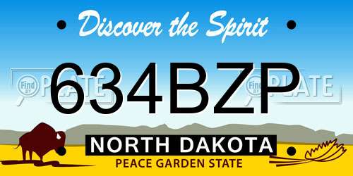 634BZP North Dakota License Plate