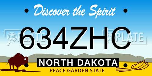 634ZHC North Dakota License Plate