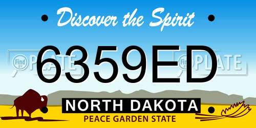 6359ED North Dakota License Plate