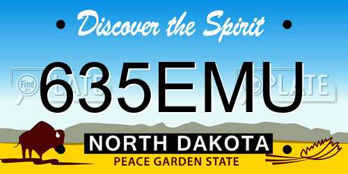 635EMU North Dakota License Plate