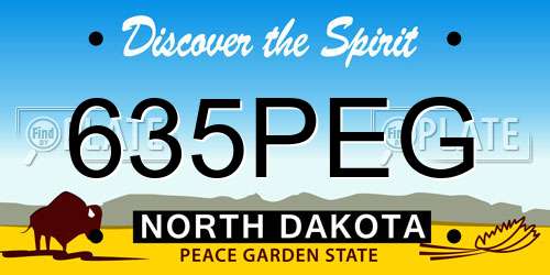 635PEG North Dakota License Plate