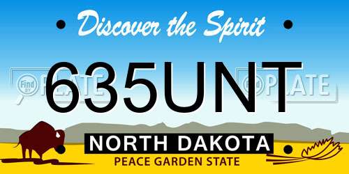 635UNT North Dakota License Plate