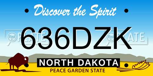 636DZK North Dakota License Plate