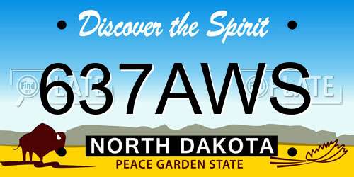 637AWS North Dakota License Plate