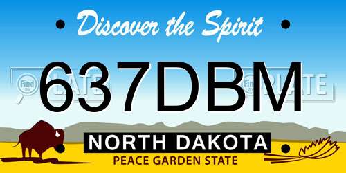 637DBM North Dakota License Plate