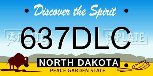 637DLC North Dakota License Plate