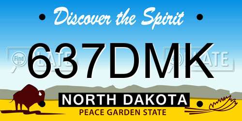 637DMK North Dakota License Plate