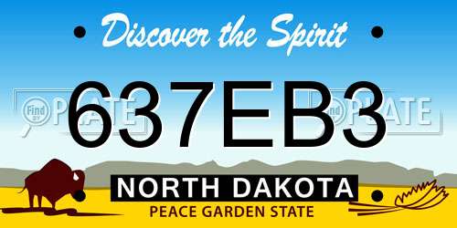 637EB3 North Dakota License Plate