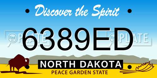 6389ED North Dakota License Plate