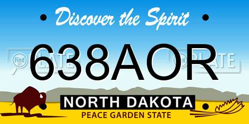 638AOR North Dakota License Plate