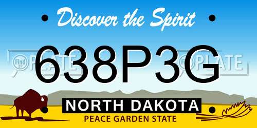 638P3G North Dakota License Plate