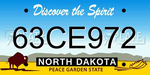 63CE972 North Dakota License Plate