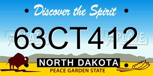 63CT412 North Dakota License Plate