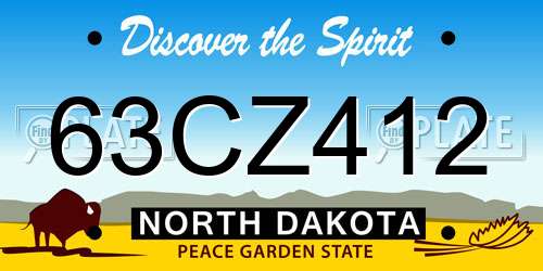 63CZ412 North Dakota License Plate