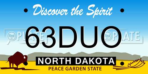 63DUO North Dakota License Plate