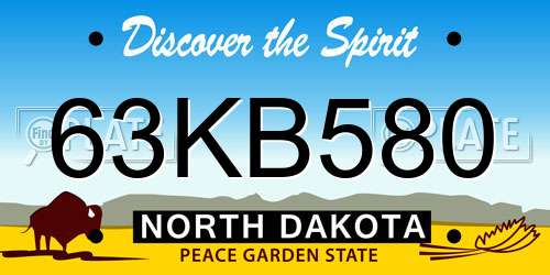 63KB580 North Dakota License Plate